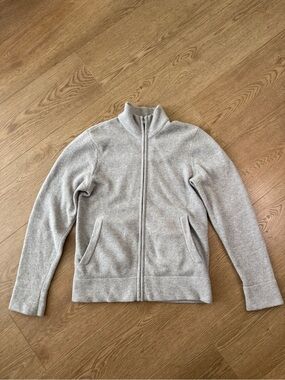 JAMES PERSE Men’s 100% Cashmere Light Gray Full-Zip Sweater